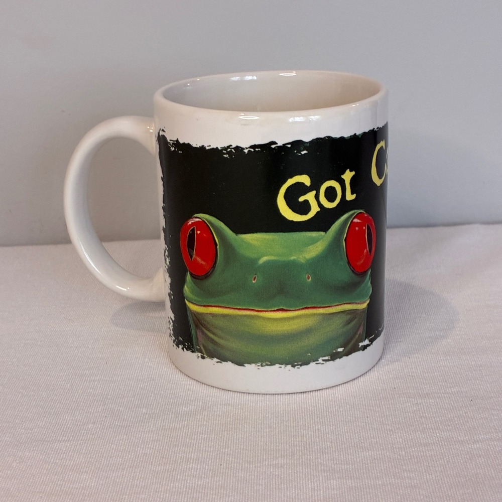 Y2K Leanin Tree Mug Got Caffeine Red Eyed Tree Frog Coffee Cup 1999